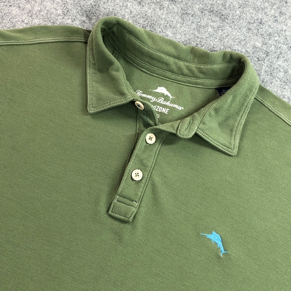 Tommy Bahama Mens Polo Shirt XL Green IslandZone Pima Cotton Blend